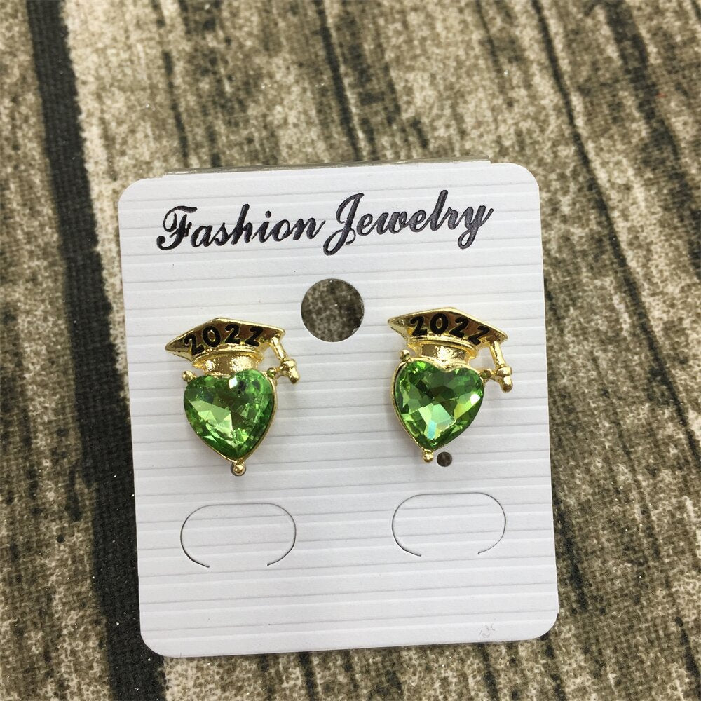 Doctor's hat love crystal earrings graduation season commemorative ear ornaments fresh and lovely multi-color optional