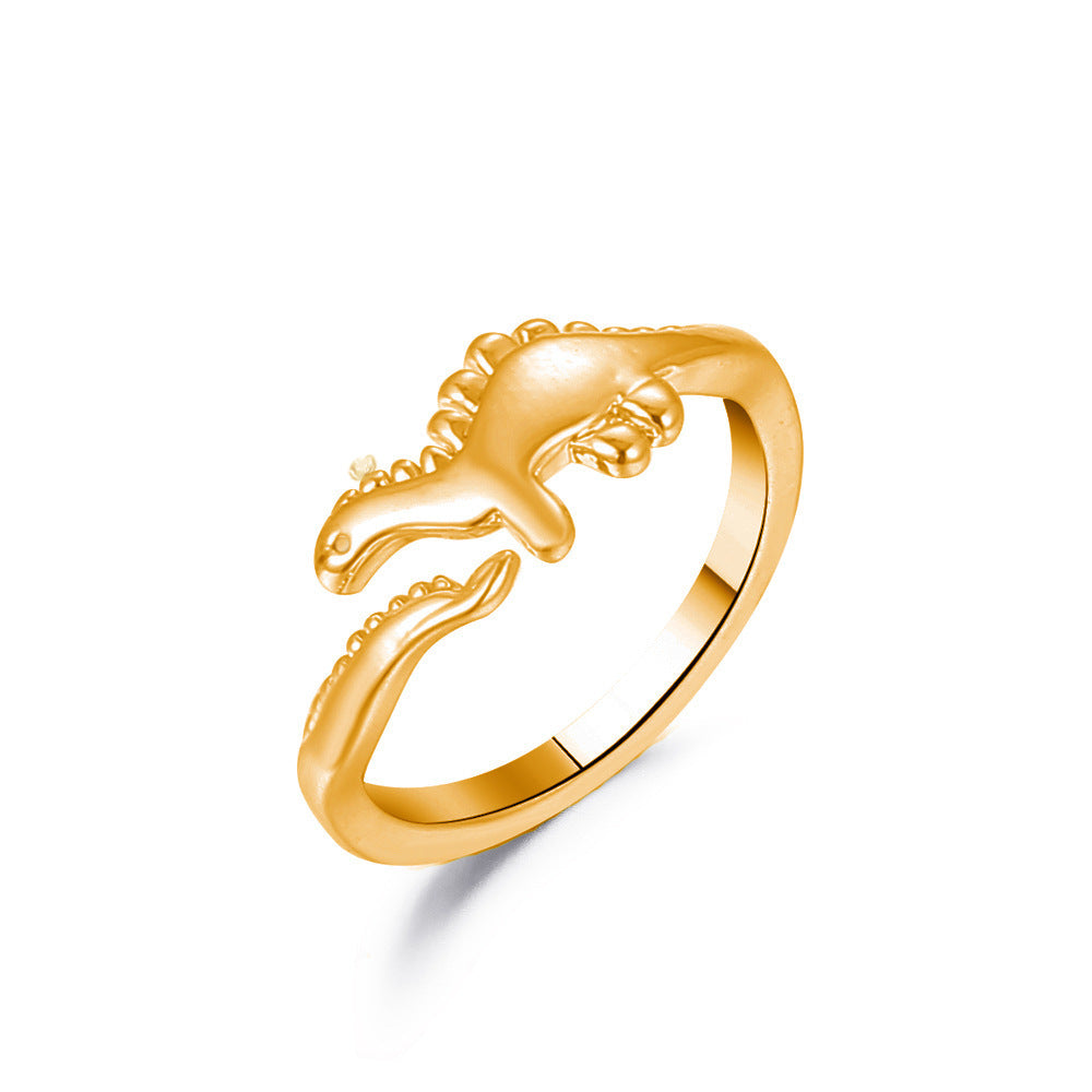 The same metal dinosaur ring fashion cute opening geometric animal ring trend jewelry