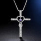 Fashion Cross Religious Belief Inlaid Zircon Pendant Necklace Heart Shape Necklace Jewelry