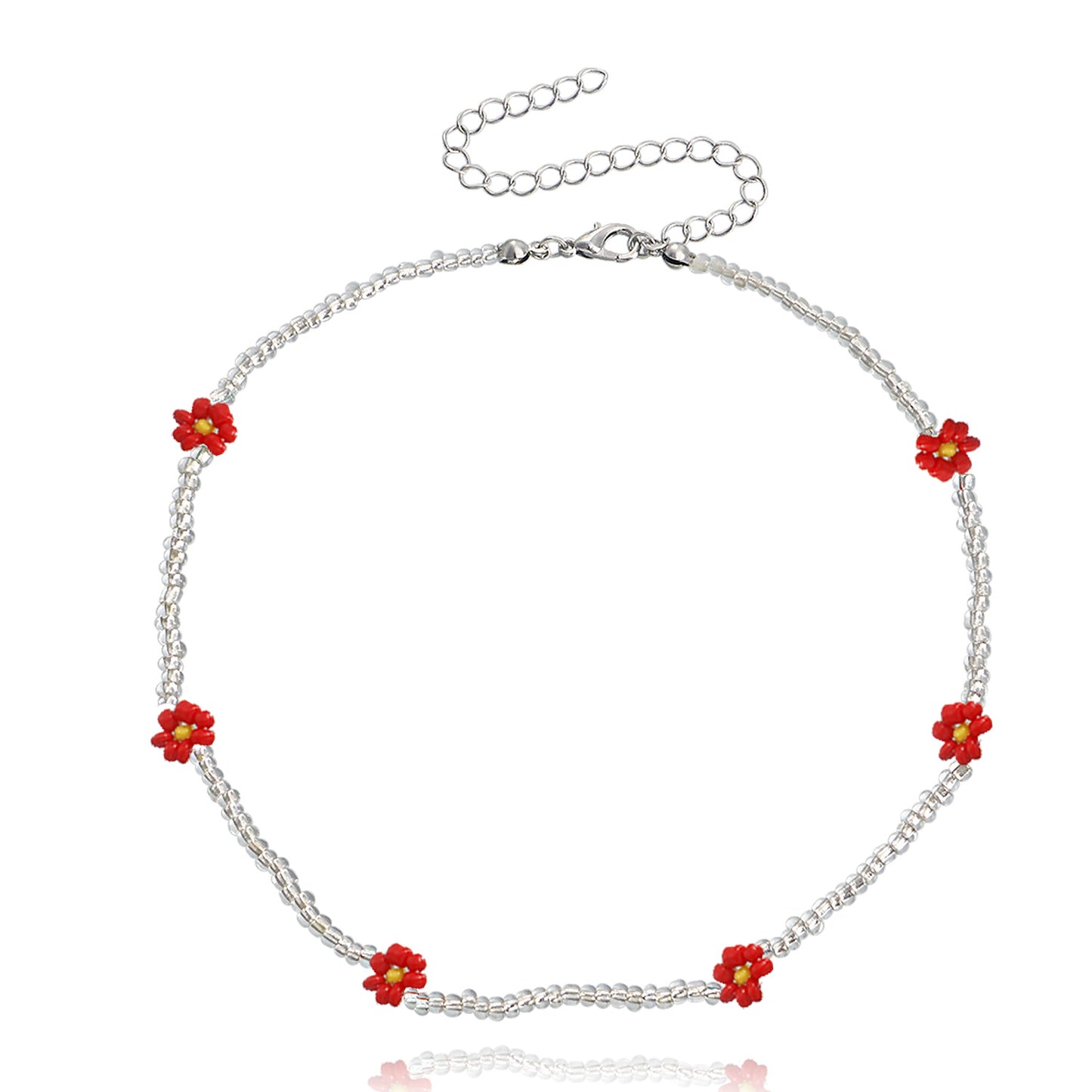 Necklace Jewelry Bohemian Transparent White Rice Beads Colorful Daisy Flower Necklace Necklace Female Niche Design