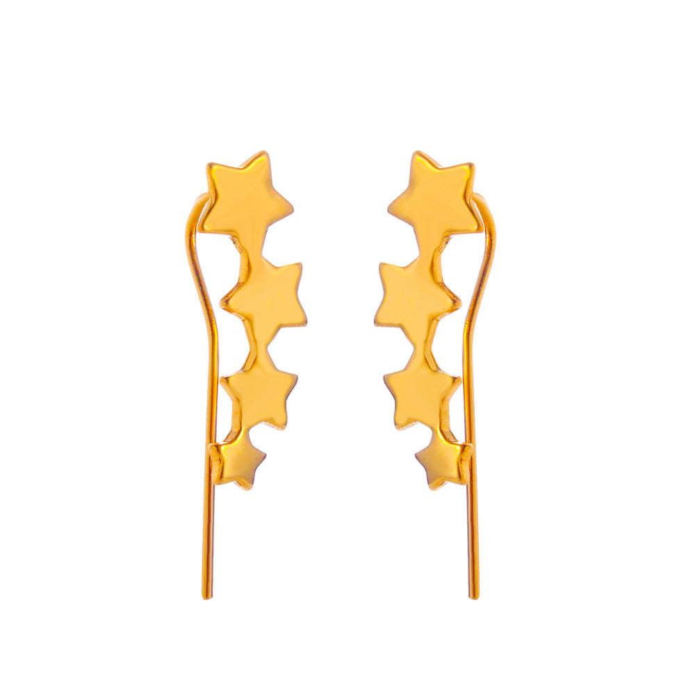 Simple fashion metal hole-free ear clip net red star leaf zircon U-shaped ear bone clip niche earrings for women