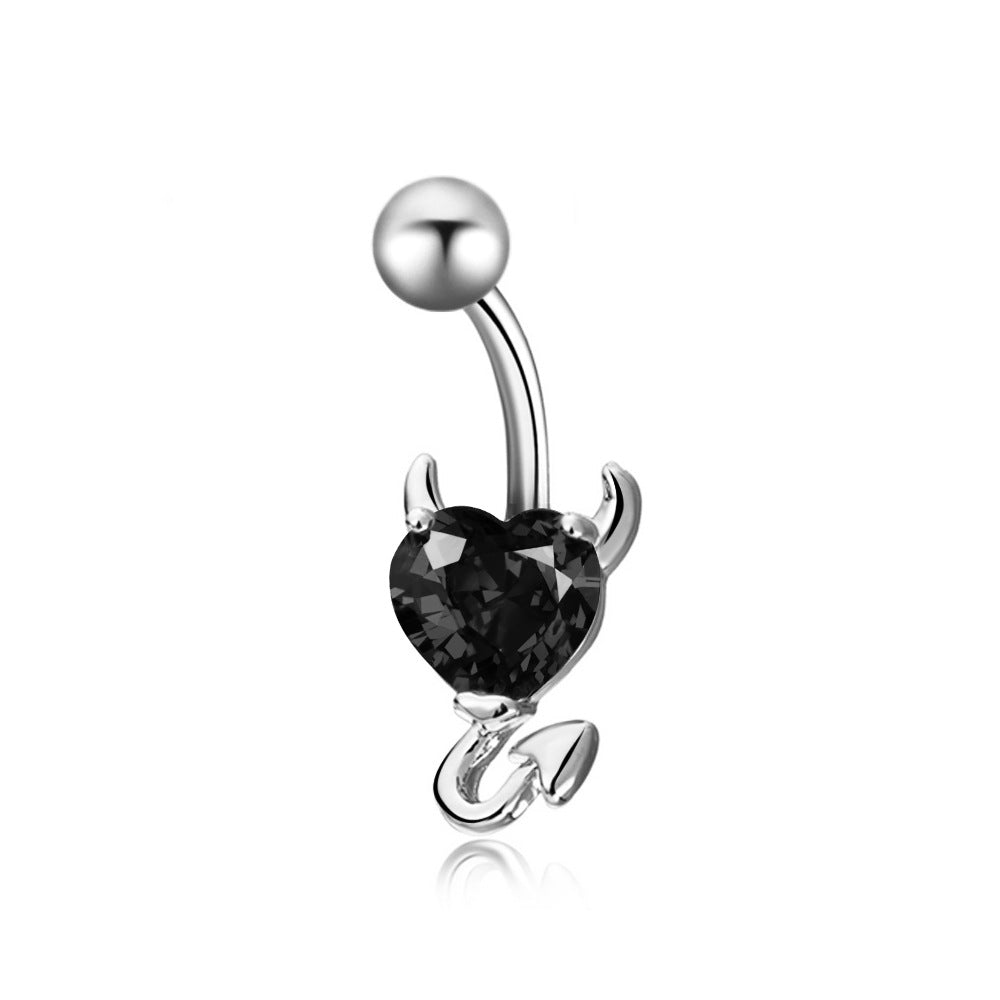Fashion zircon heart navel ring simple devil navel nail navel decoration body piercing jewelry