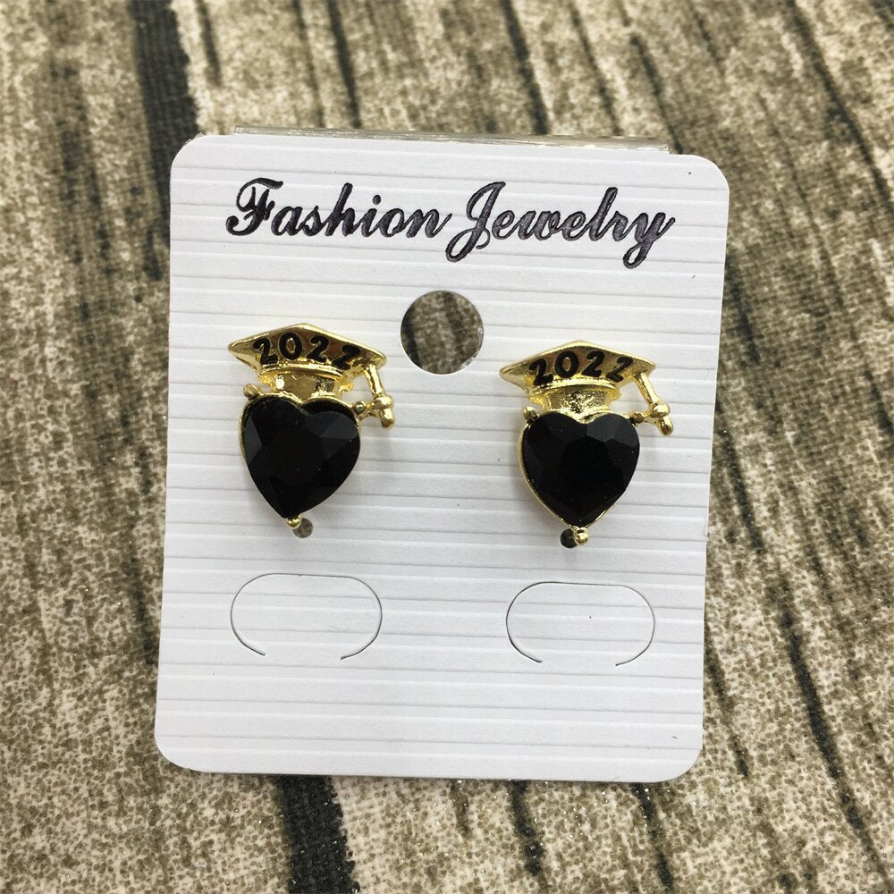 Doctor's hat love crystal earrings graduation season commemorative ear ornaments fresh and lovely multi-color optional