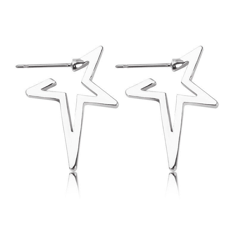 Creative metal geometric earrings exaggerated trend street shooting hollow star earrings unisex