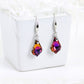 Fashion Baroque Leaf Dangle Earrings Women Silver Plated Pin Austrian Crystal Tourmaline Maple Leaf Earrings Jewelry