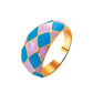 ins color drop oil love ring love alien grid ring fashion accessories