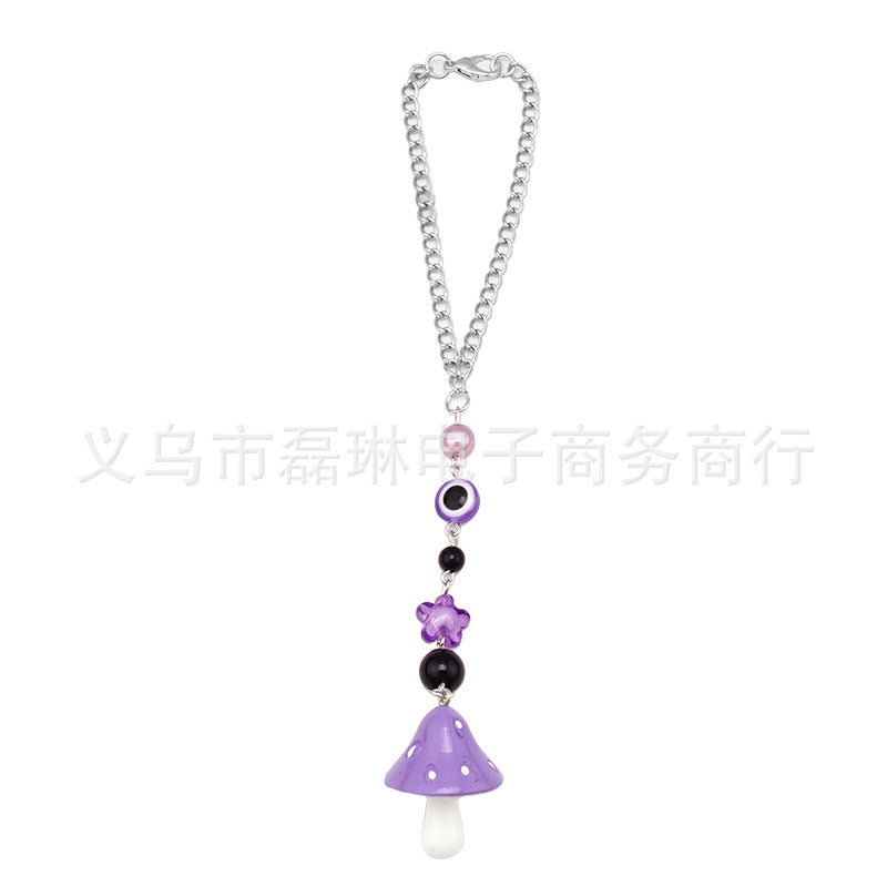 Fashion cartoon resin color small mushroom creative key chain men and women car bag key chain pendant