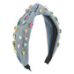 F4948 Fabric Knotted Elegant Headband Waffle Creative Horse Eye Diamond Temperament Light Luxury Personalized Headband