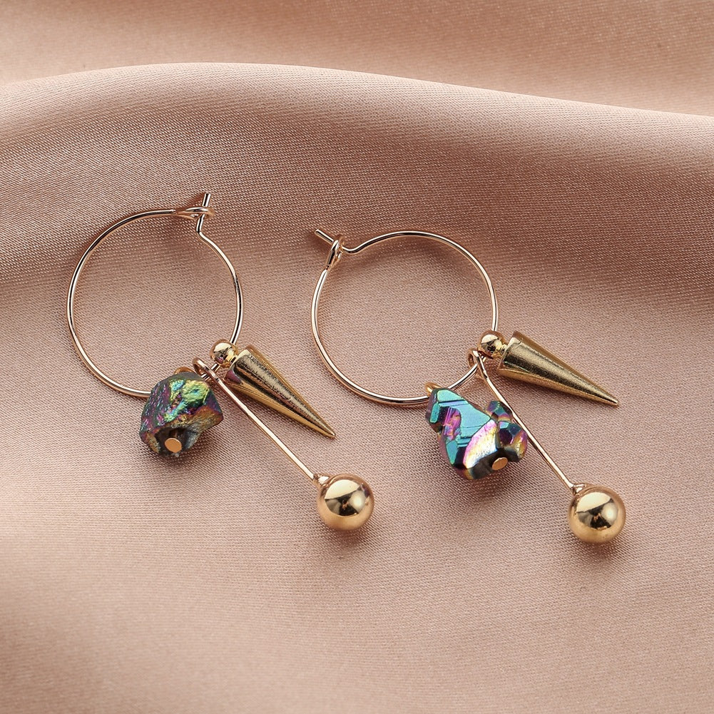 Fashion and simple gold bee color gravel accessories earrings ins personalized creative niche lady earrings