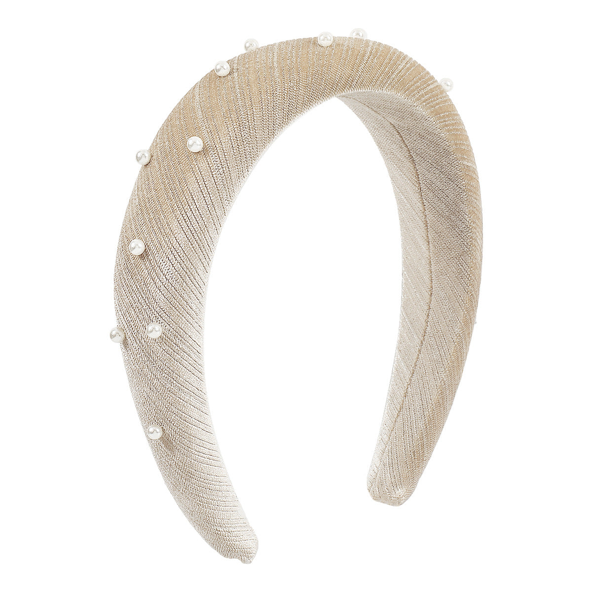 F4978 wide-brimmed retro pure color sponge imitation pearl headband female high skull top internet celebrity simple velvet headband