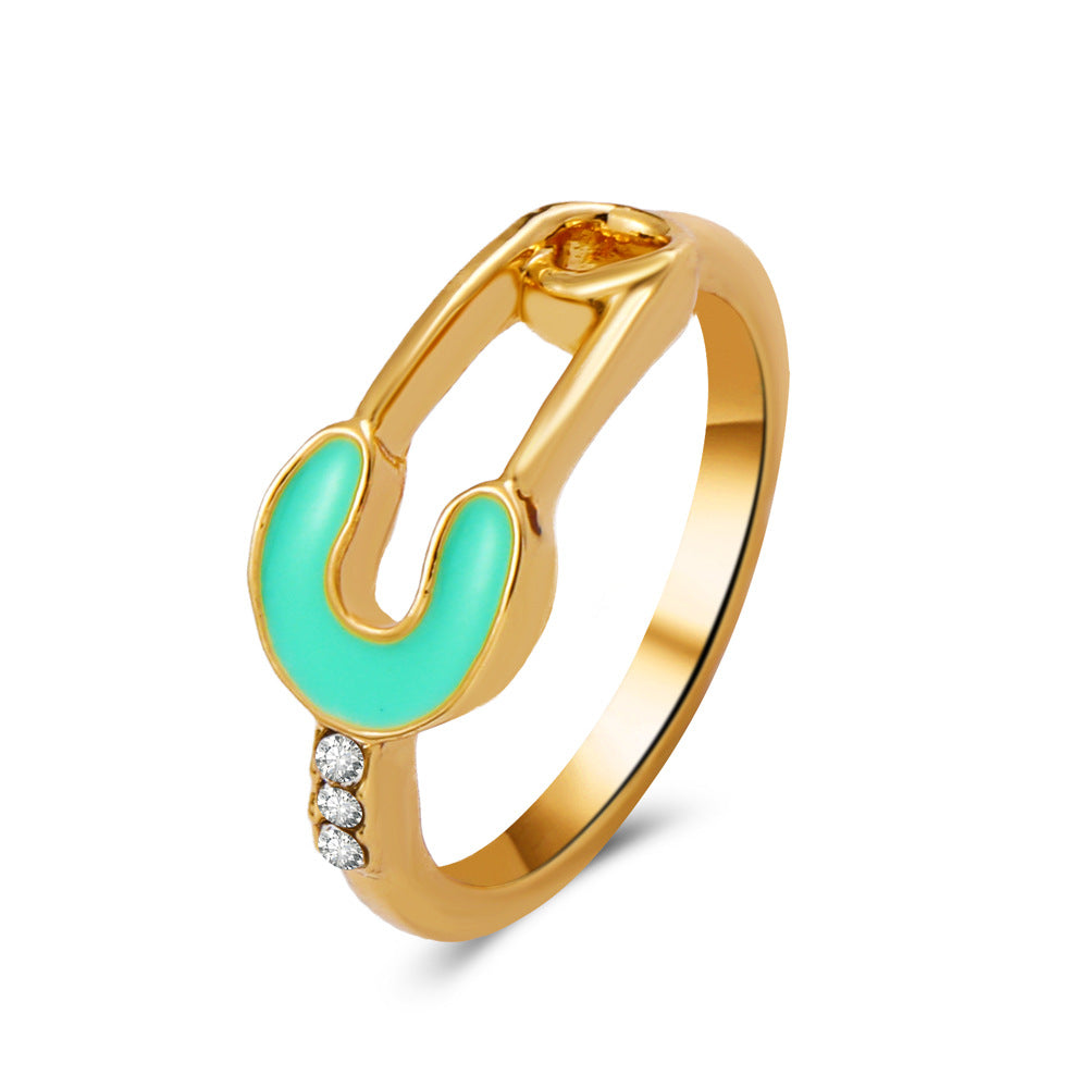 Ins cold geometric ring dripping oil paper clip ring creative net red design tail ring