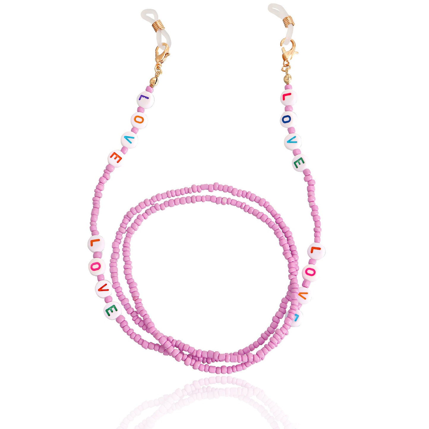 Jewelry Bohemia pure color rice beads LOVE letter glasses chain accessories women's mask non-slip chain