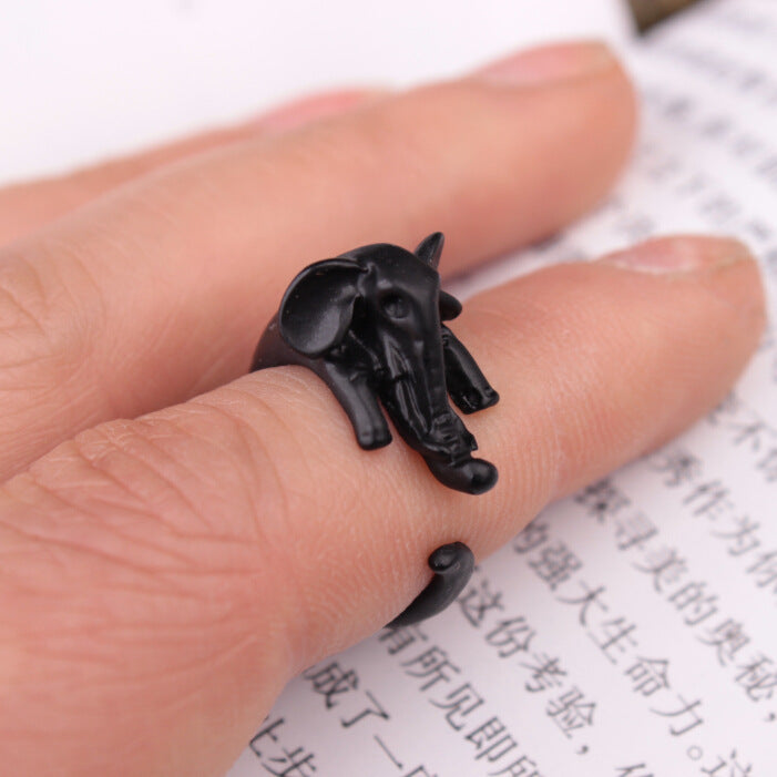 Cute Animal Open Ring Fashion Personality Exaggerated Puppy Cat Elephant Ring Creative Hand Jewelry