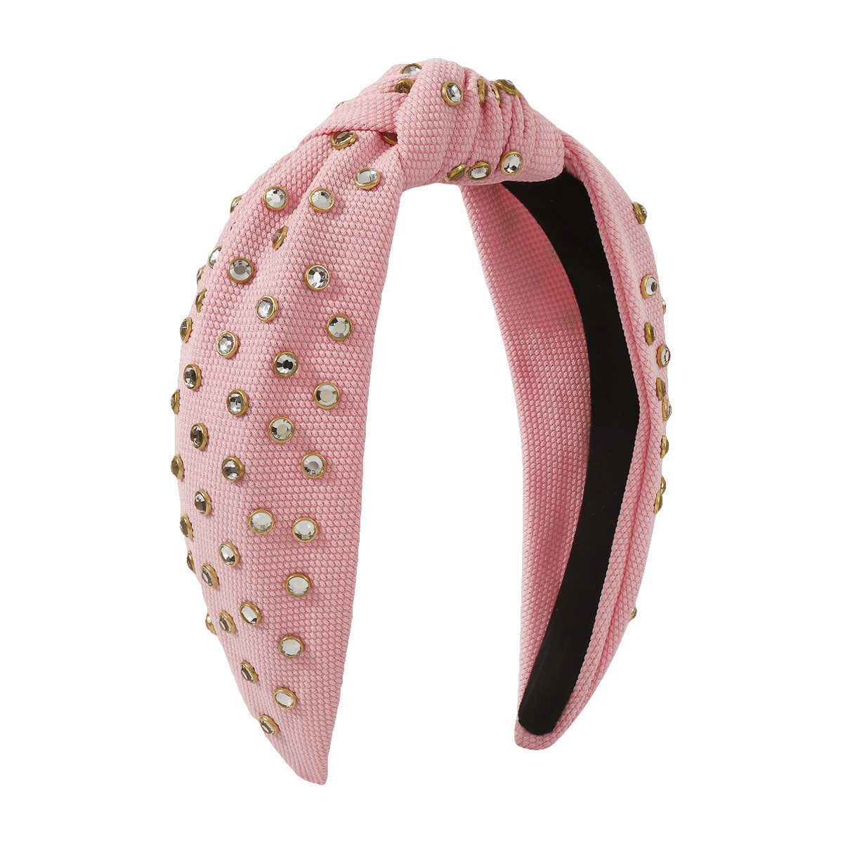 F3742 Jewelry wide-brimmed pressed hair solid color knotted headband rhinestone temperament simple color contrast hair accessories for women