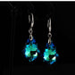Fashion Baroque Leaf Dangle Earrings Women Silver Plated Pin Austrian Crystal Tourmaline Maple Leaf Earrings Jewelry