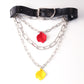 Cool Harajuku petal-shaped pendant multi-layer chain collar necklace fashion trend leather collar collar chain clavicle chain
