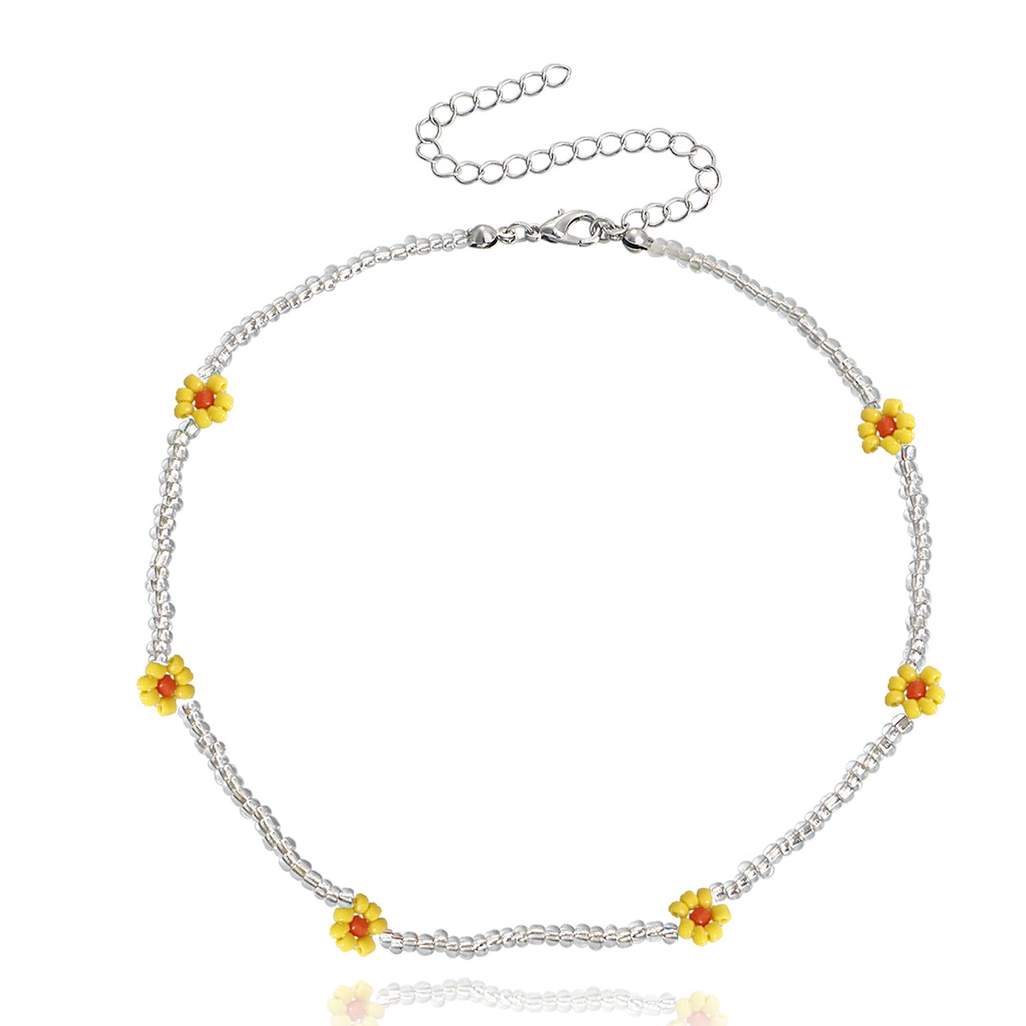 Necklace Jewelry Bohemian Transparent White Rice Beads Colorful Daisy Flower Necklace Necklace Female Niche Design