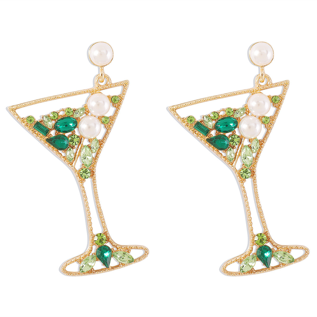 E9513 Fashion Personality Trend Goblet Stud Earrings Creative Design Geometric Diamond Earrings