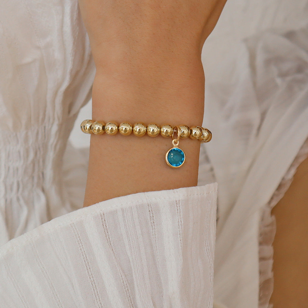 B1585 Hand Decoration Simple Beaded Elastic Geometric Bracelet Rhinestone Small Fresh Girly Bracelet