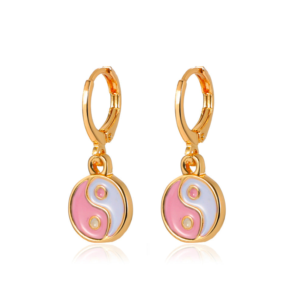 Gossip earrings ins same style metal yin and yang Tai Chi earrings round earrings earrings