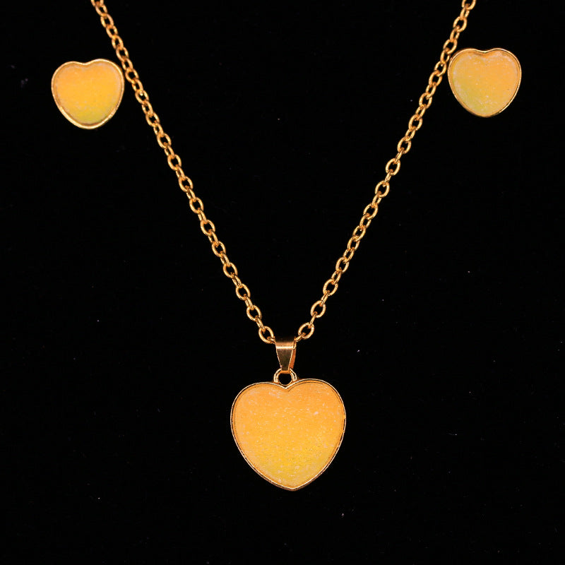 Explosive Fashion Earrings Necklace Set Jewelry Female Candy Gradient Pendant Sweet Earrings Jewelry