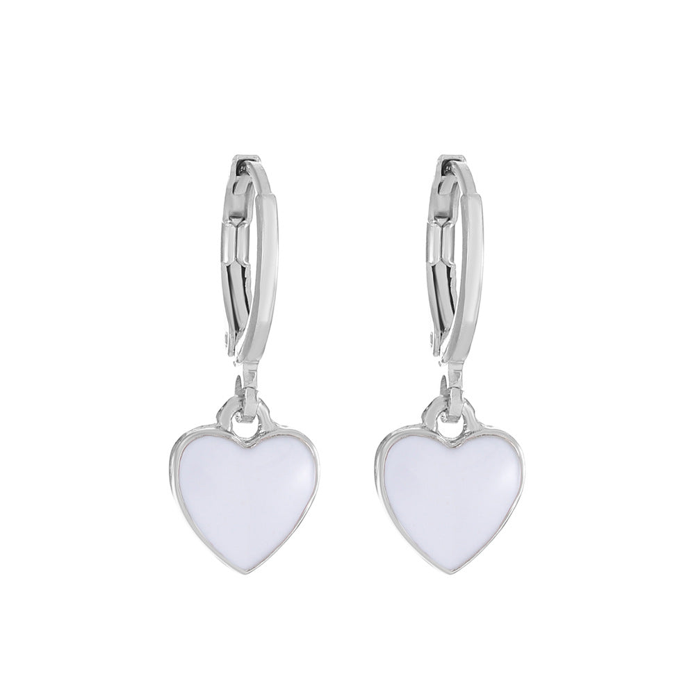 Retro Drip Oil Heart Earrings Female Fashion Simple Sweet Color Peach Heart Earrings Earrings Versatile Earrings
