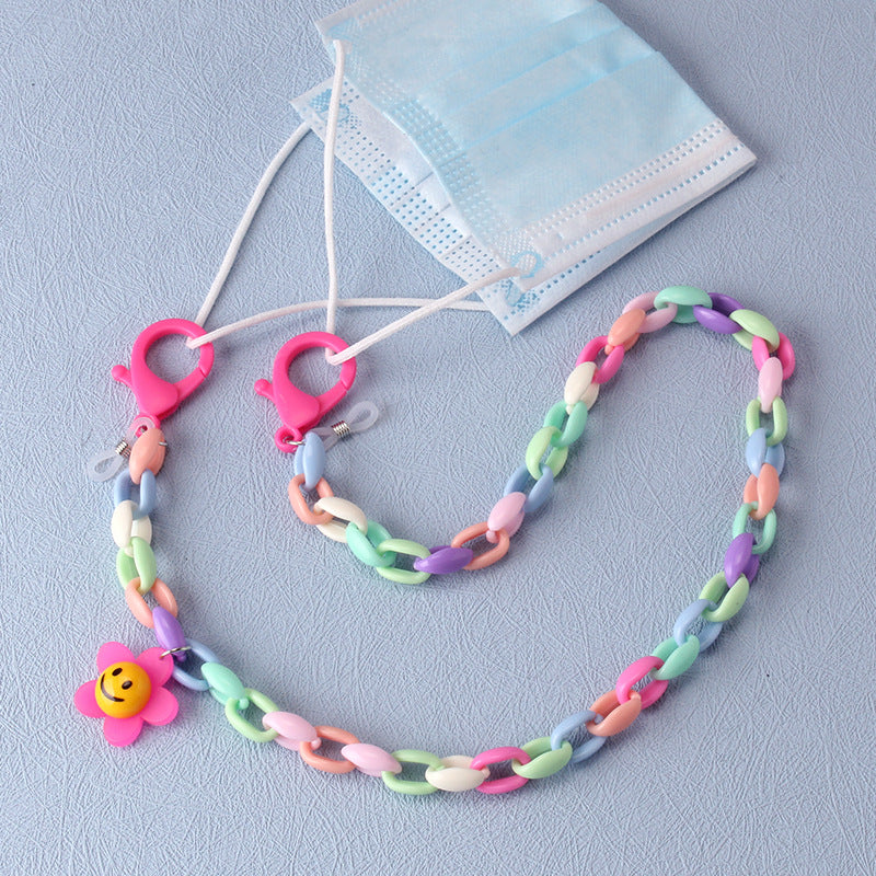 Candy Contrast Color Acrylic Mask Chain Anti-Le Flower Glasses Chain Anti-lost Rope Children Adult Universal