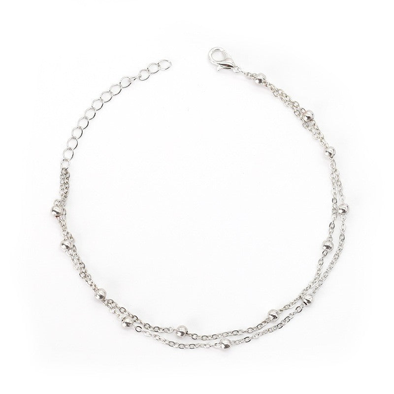 Fashion street shooting multi-layer copper bead ankle chain adjustable beach ankle ankle bracelet bracelet dual-purpose women's accessories