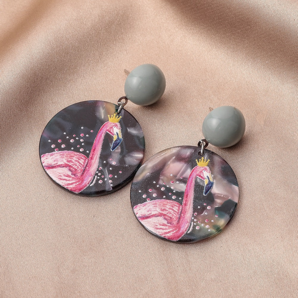 Geometric Acrylic Earrings 3D Printing Plants Flowers Animals Graffiti Earrings Creative Versatile Earrings