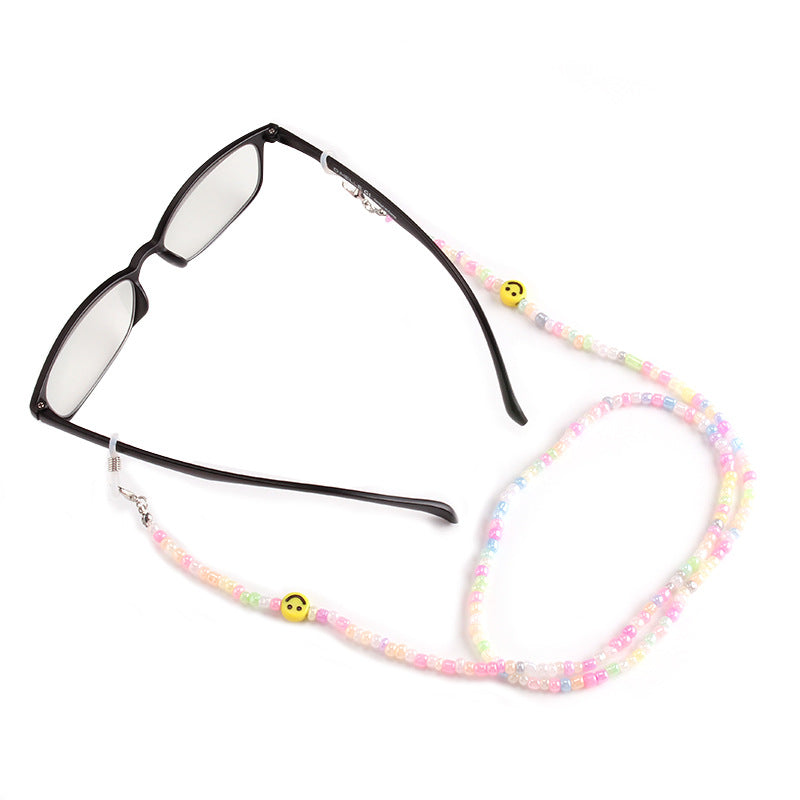 Rice bead glasses chain mask hanging chain smiley face trend jewelry decoration non-slip chain