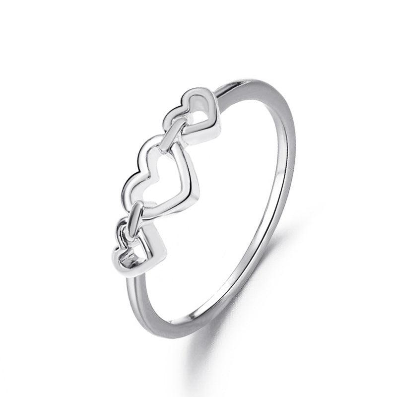 ins simple hollow love ring female fashion temperament niche design metal geometric heart-shaped index finger ring