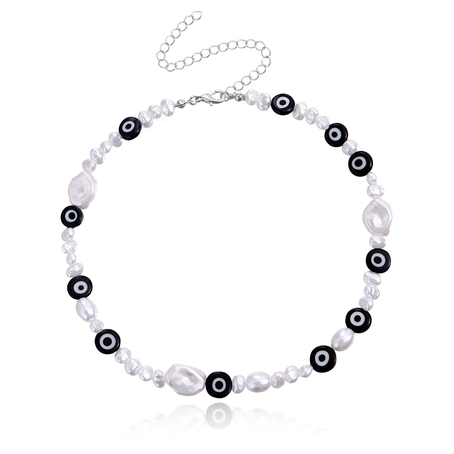 Jewelry simple and irregular pearl eye necklace personality trendy color devil's eye necklace