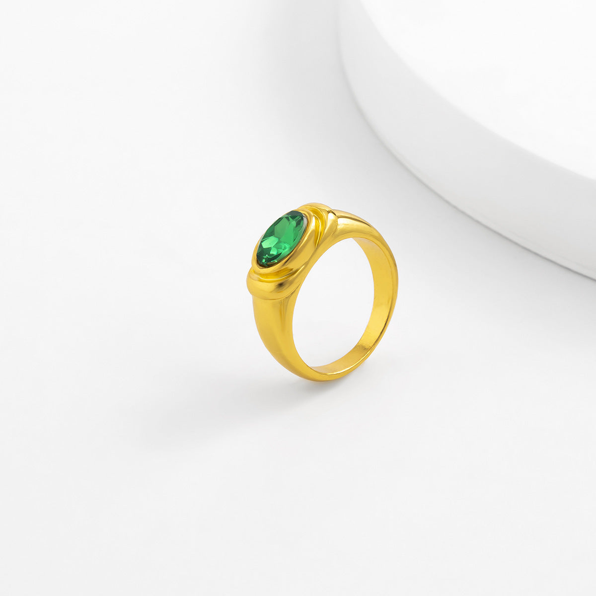 Metal micro-inlaid imitation gold index finger ring ring retro checkerboard color drop oil ring for women