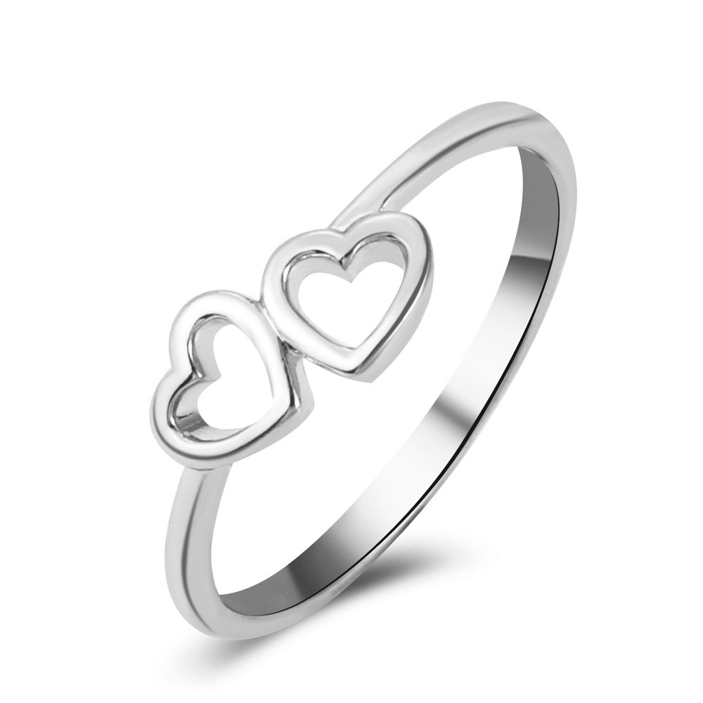 ins simple hollow love ring female fashion temperament niche design metal geometric heart-shaped index finger ring