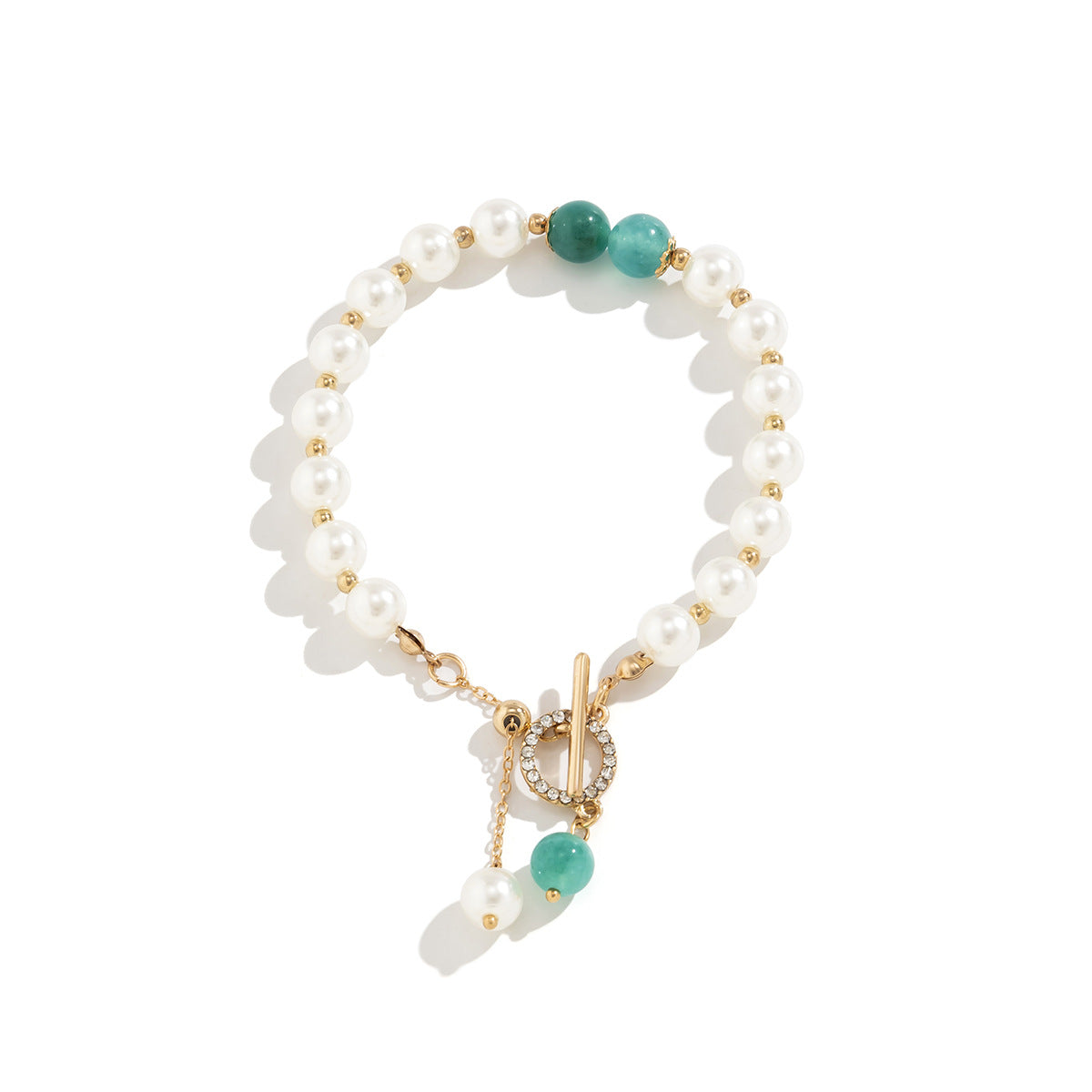 Jewelry Temperament Pearl Beaded Butterfly Turquoise Bracelet Simple Imitation Crystal Elastic Micro-Inlaid Hand Jewelry