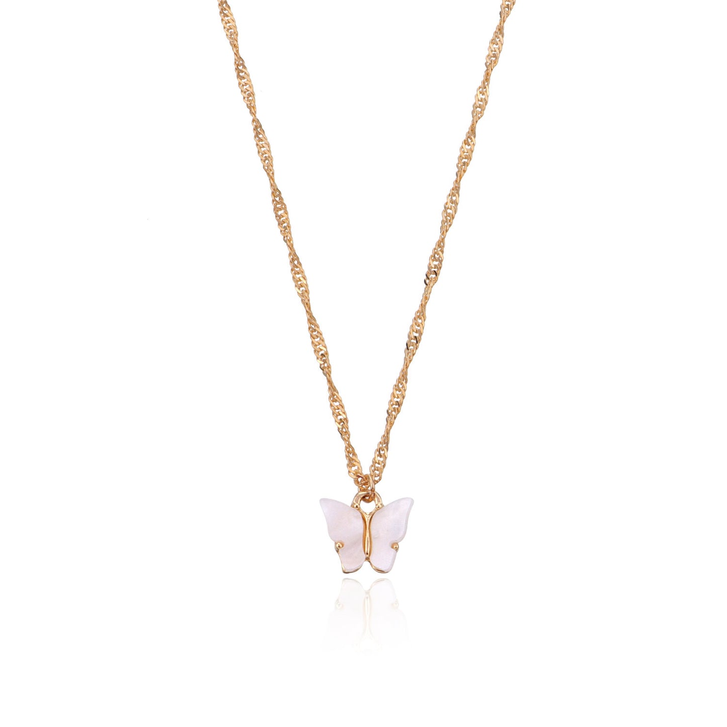 Jewelry Acrylic Colorful Butterfly Pendant Necklace Ladies Geometric Simple Hemp Rope Chain Necklace