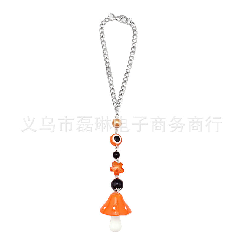 Fashion cartoon resin color small mushroom creative key chain men and women car bag key chain pendant