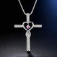 Fashion Cross Religious Belief Inlaid Zircon Pendant Necklace Heart Shape Necklace Jewelry