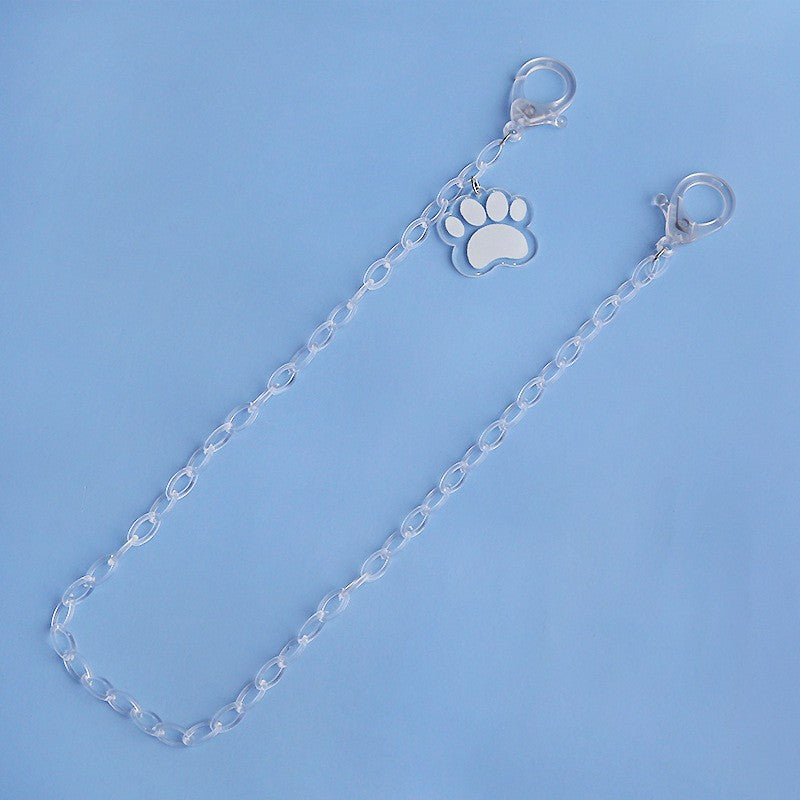Children's mask chain glasses chain cartoon bear claw color transparent acrylic mask chain anti-lost lanyard 48cm