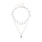 Jewelry fashion simple multi-layer daisy drop glaze necklace personalized multicolored gemstone diamond pendant