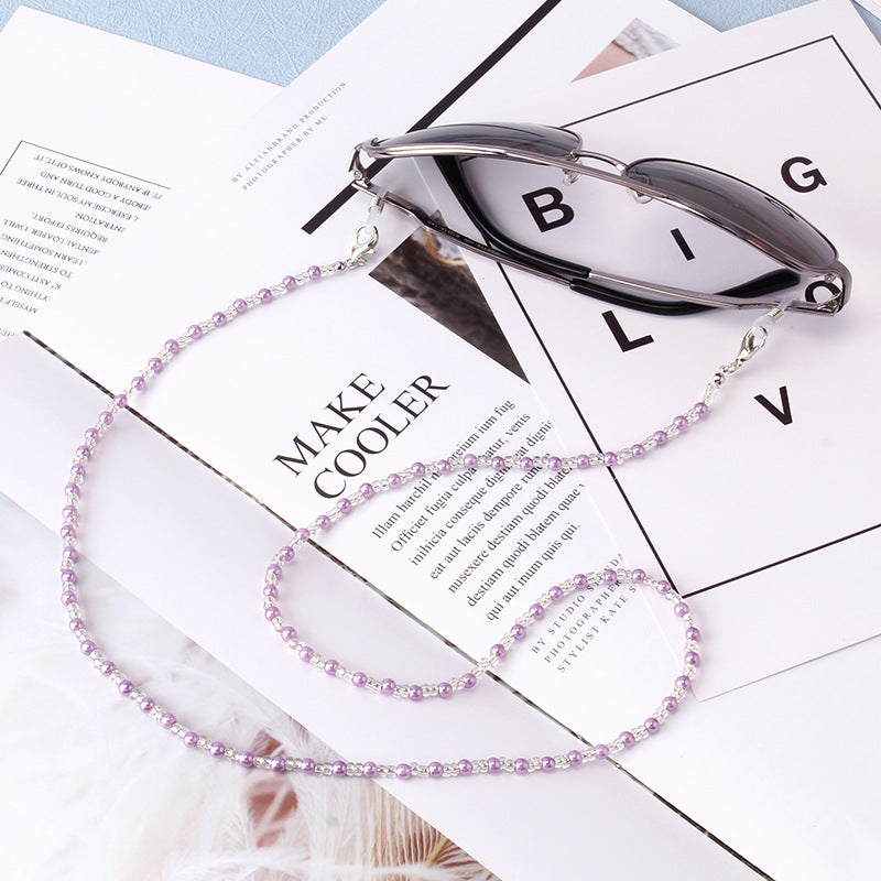 Popular Jewelry Black and White Pearl Non-slip Anti-lost Glasses Chain Mask Lanyard