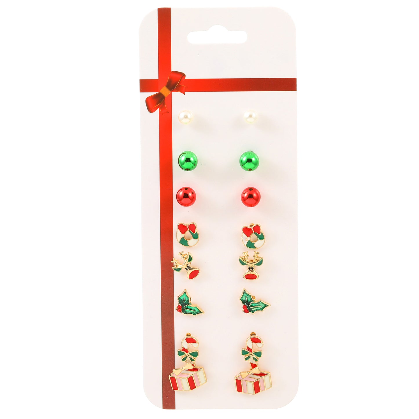 Christmas earring combination set fashion cartoon elk cane Christmas tree earrings card earrings