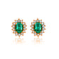 Fashion Women Rhinestone Emerald Gemstone Pendant Necklace Earrings Set Head Jewelry