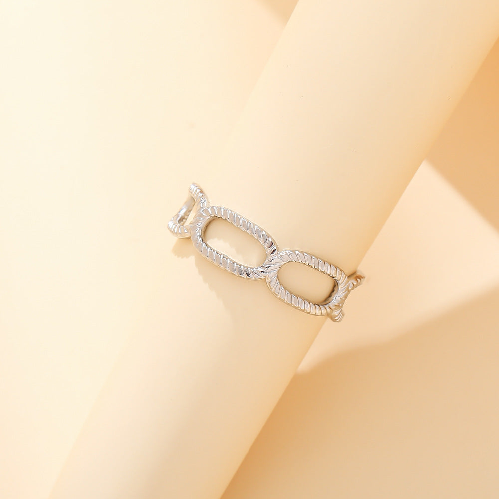 Fashion personality creative stainless steel open ring feather men and women titanium steel simple ins ring