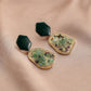 Ins geometric fashion hollow heart gravel earrings retro original stone drop oil earrings stone ear jewelry female