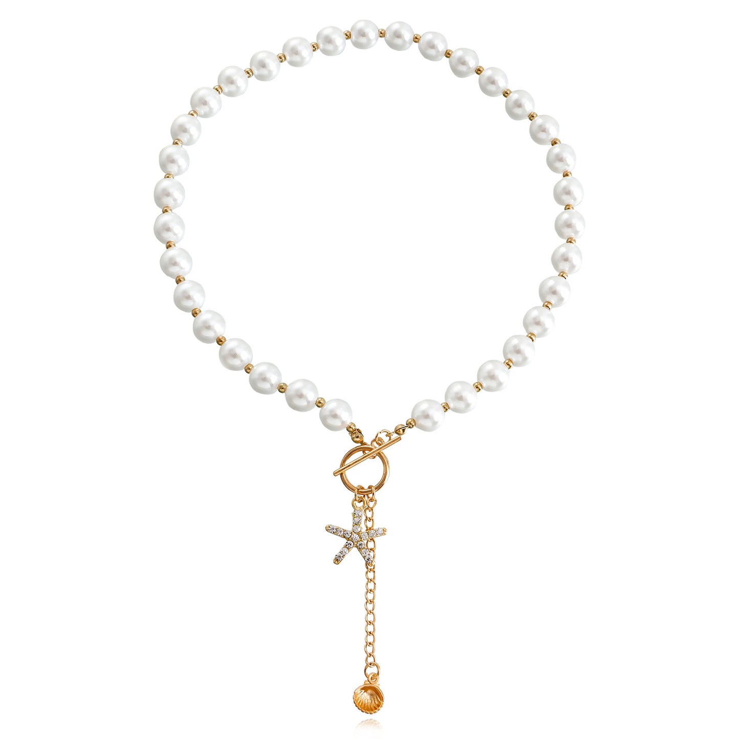 Jewelry punk clavicle chain niche design mother-of-pearl necklace female trend alloy sweater chain necklace