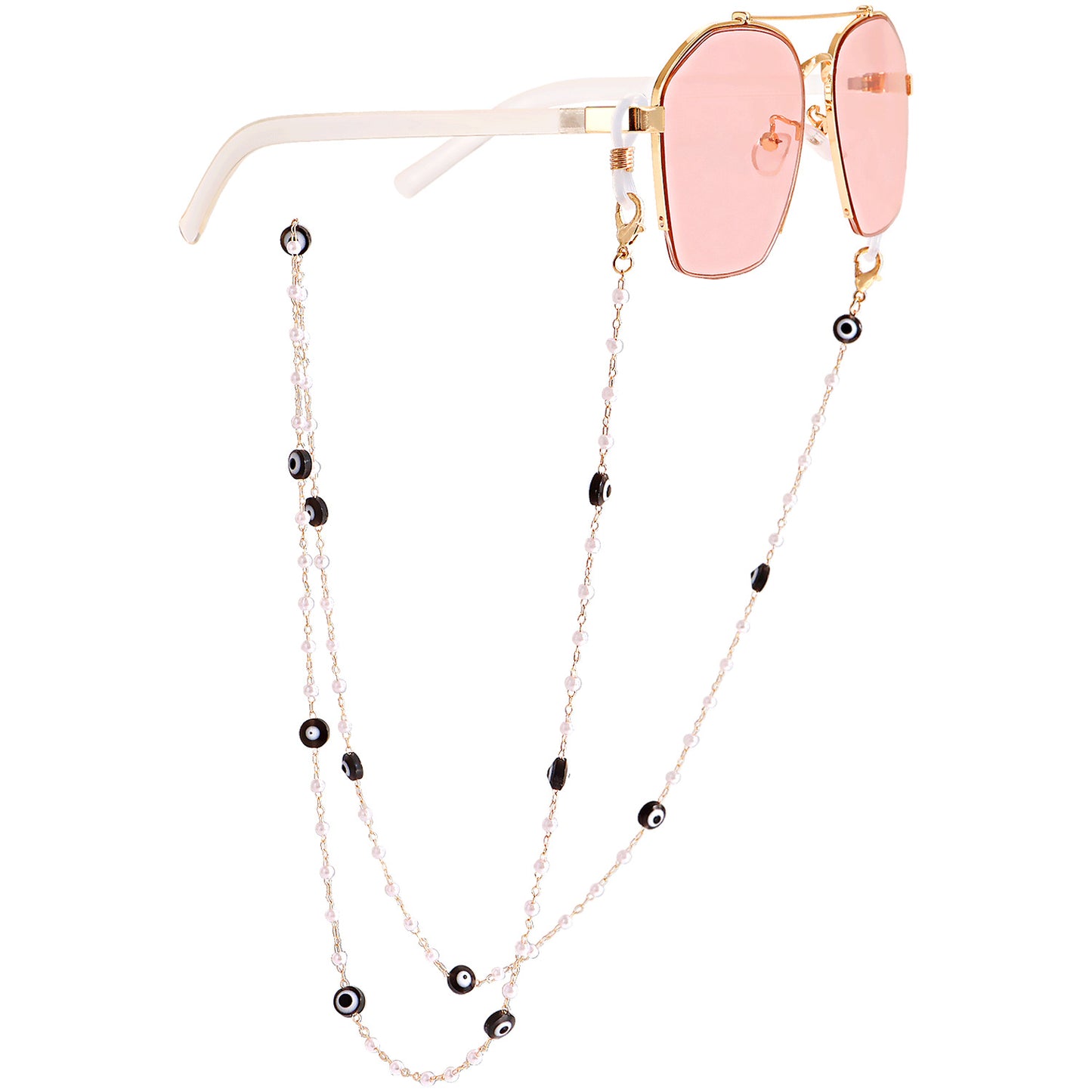 Jewelry mask hanging chain glasses hanging chain imitation pearl glasses chain devil's eye mask chain