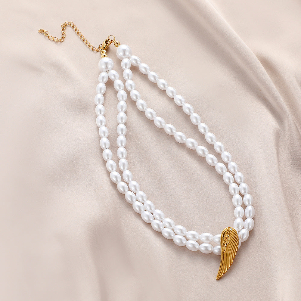 Exaggerated personality multi-layer pearl necklace trend fashion temperament three-layer collarbone necklace jewelry female