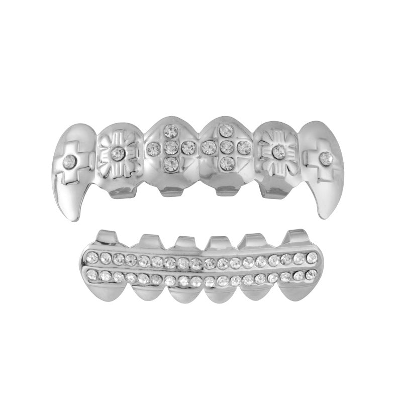 HIPHOP full diamond metal hip hop poker shape braces fashion trend rock denture jewelry