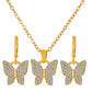 Jewelry set female fashion diamond note crown butterfly necklace earrings set ins tide